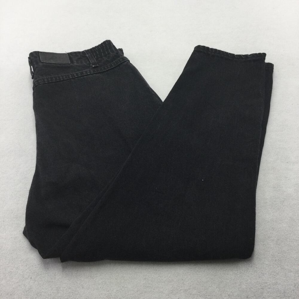 Vintage Lee Jeans Womens 14 Petite Charcoal Wash High Rise Tapered Denim USA 90s
